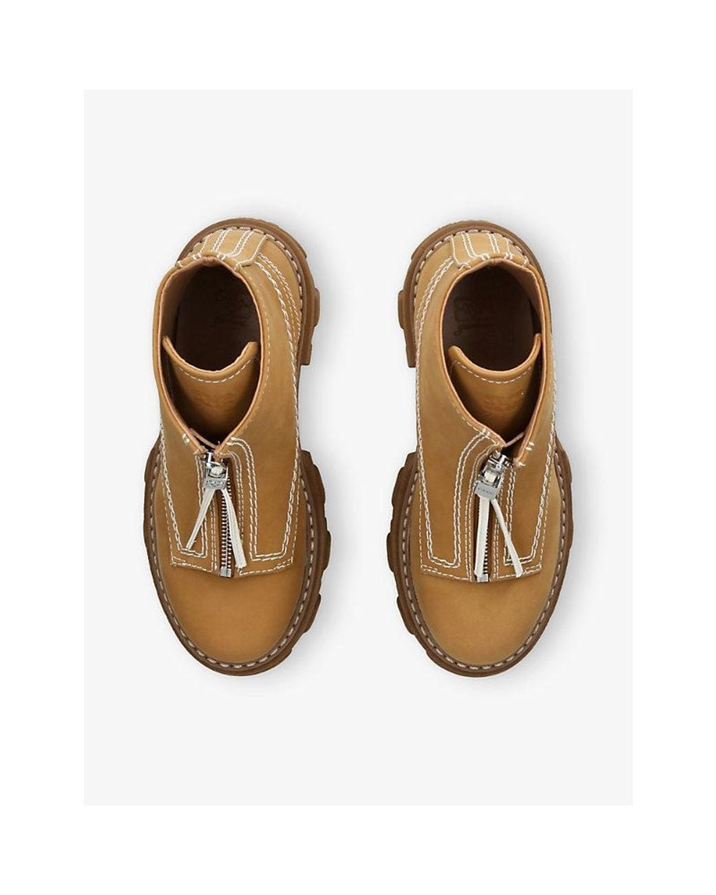Ganni Natural Cleated Faux-Leather Ankle Boots