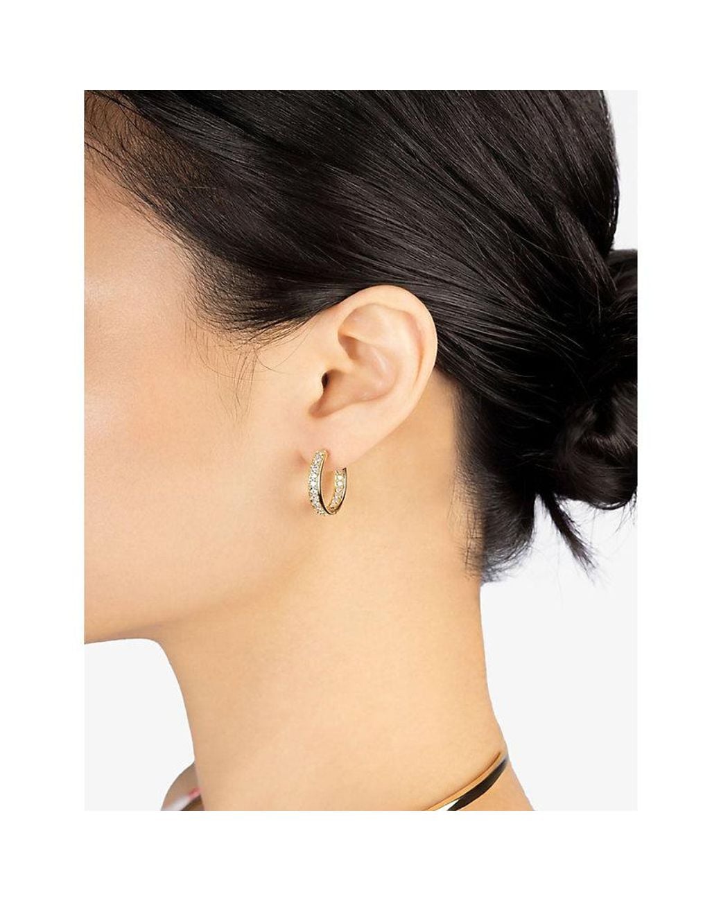 Apm Monaco Metallic Riviera Alloy And Cubic Zirconia Hoop Earrings