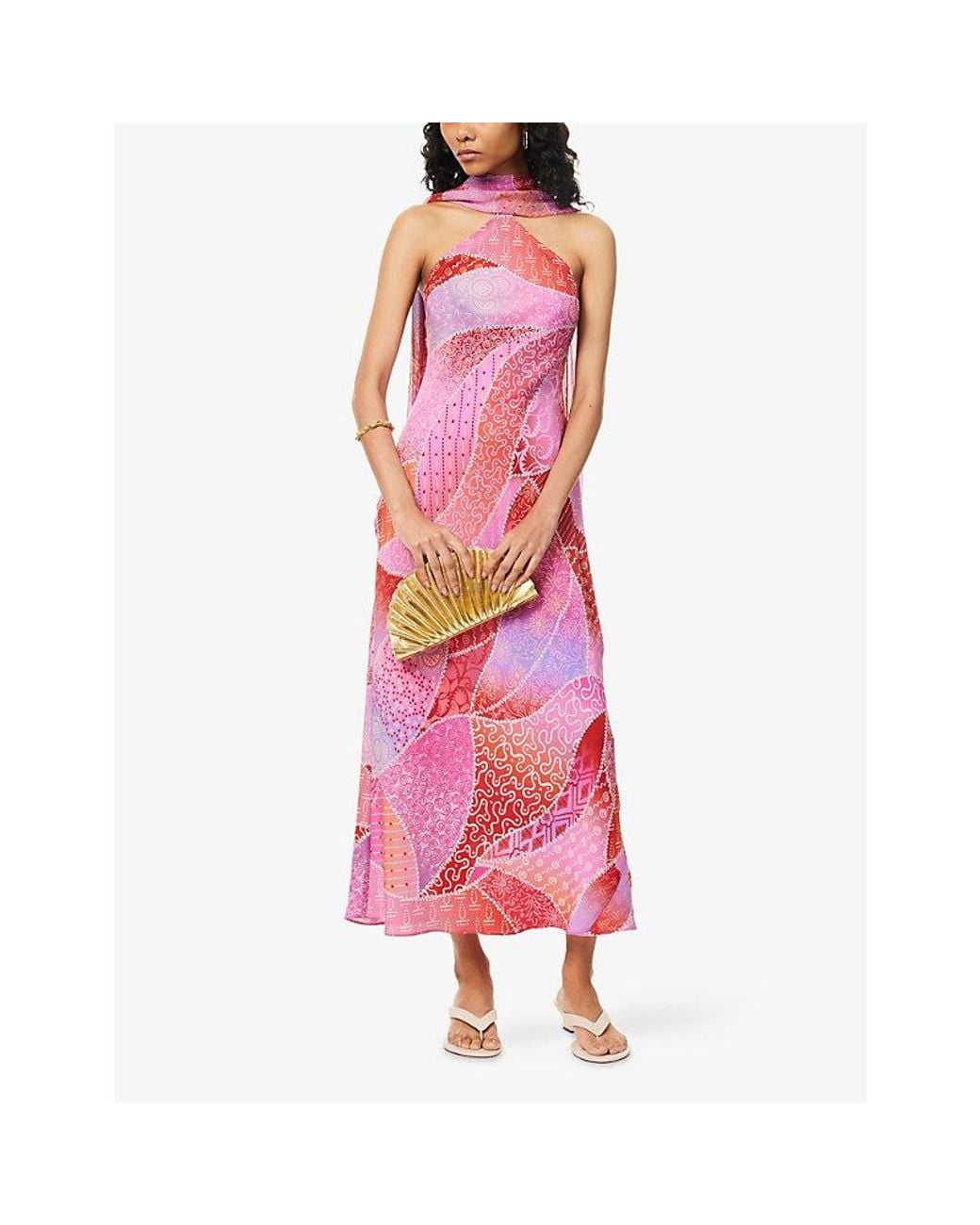 rixo hayley silk midi dress Hayley Dress Tulip Spot Mix Multi
