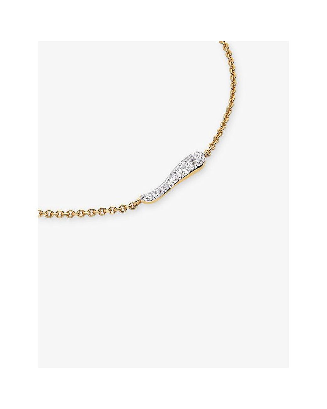 Monica Vinader Metallic Riva 18Ct-Plated Vermeil Sterling- And 0.11Ct Lab-Grown Diamond Bracelet