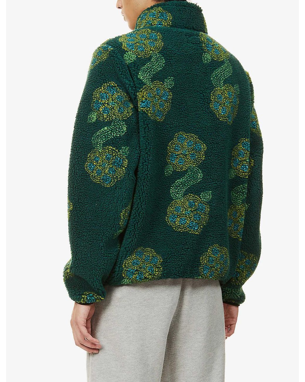 Stussy Sherpa Graphic-pattern Fleece Jacket in Green for Men | Lyst