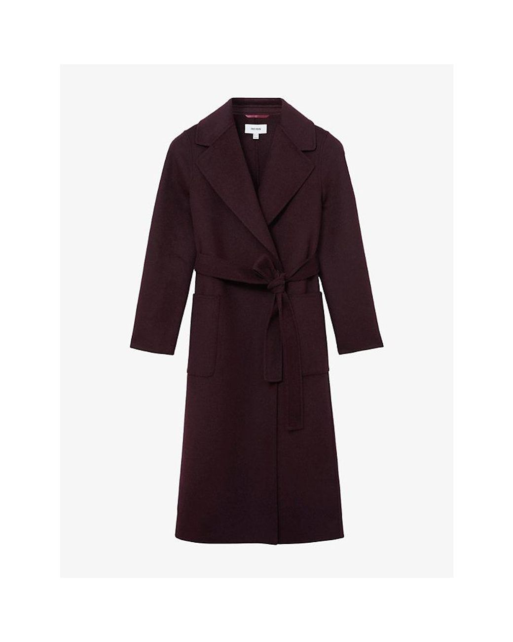 Reiss Purple Lucia Double-Breasted Regular-Fit Wool-Blend Coat