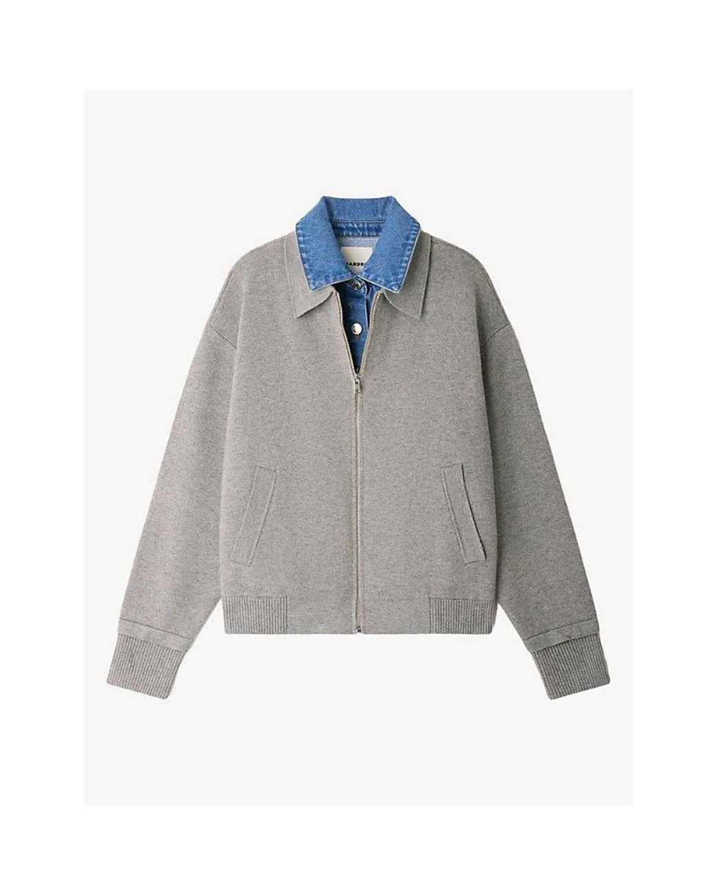 Sandro Gray Two-In-One Wool And Cashmere-Blend Cardigan