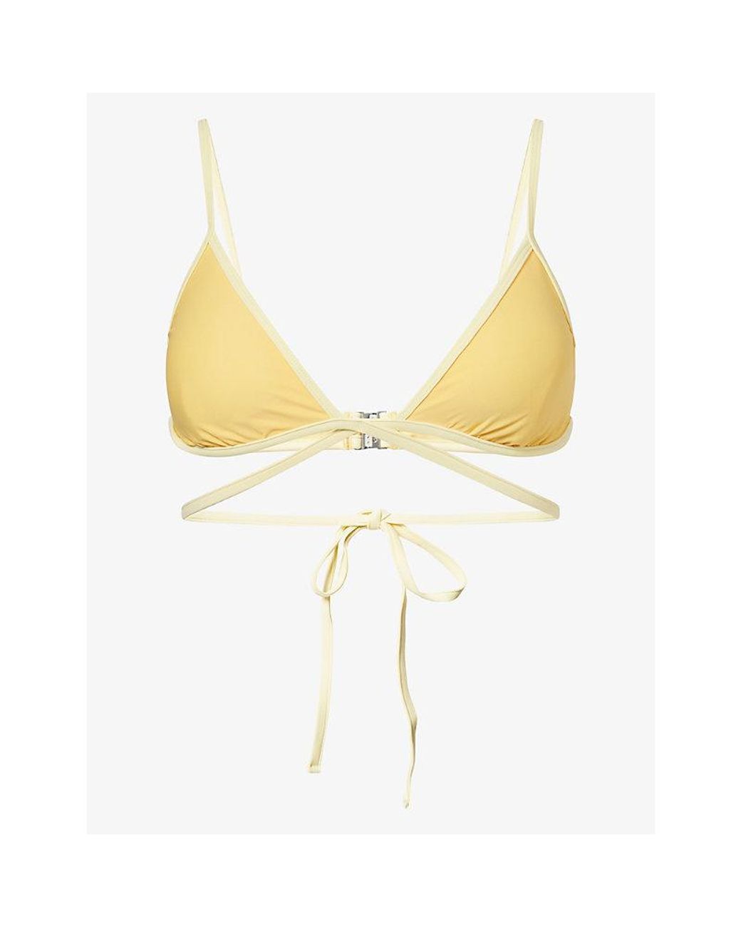 Jonathan Simkhai Yellow Harlen Tie-Front Bikini Top