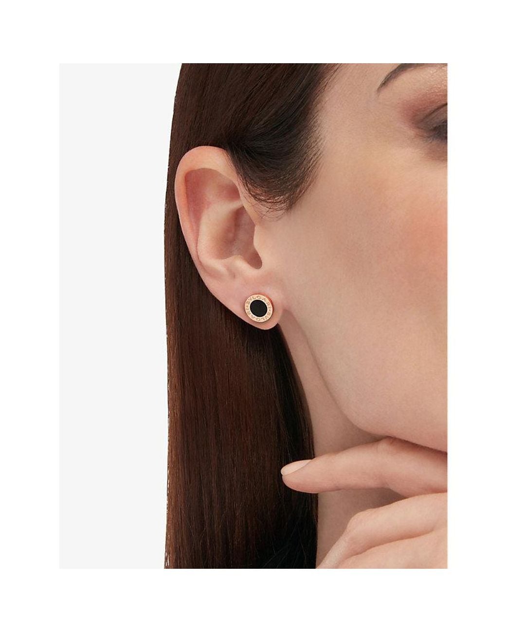 BVLGARI Metallic 18Ct Rose- And Onyx Single Stud Earring