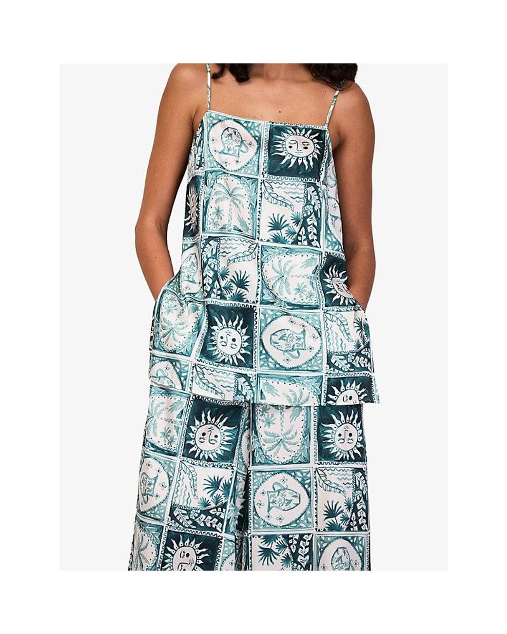 Ro&zo Blue Zodiac-Print Longline Camisole Top