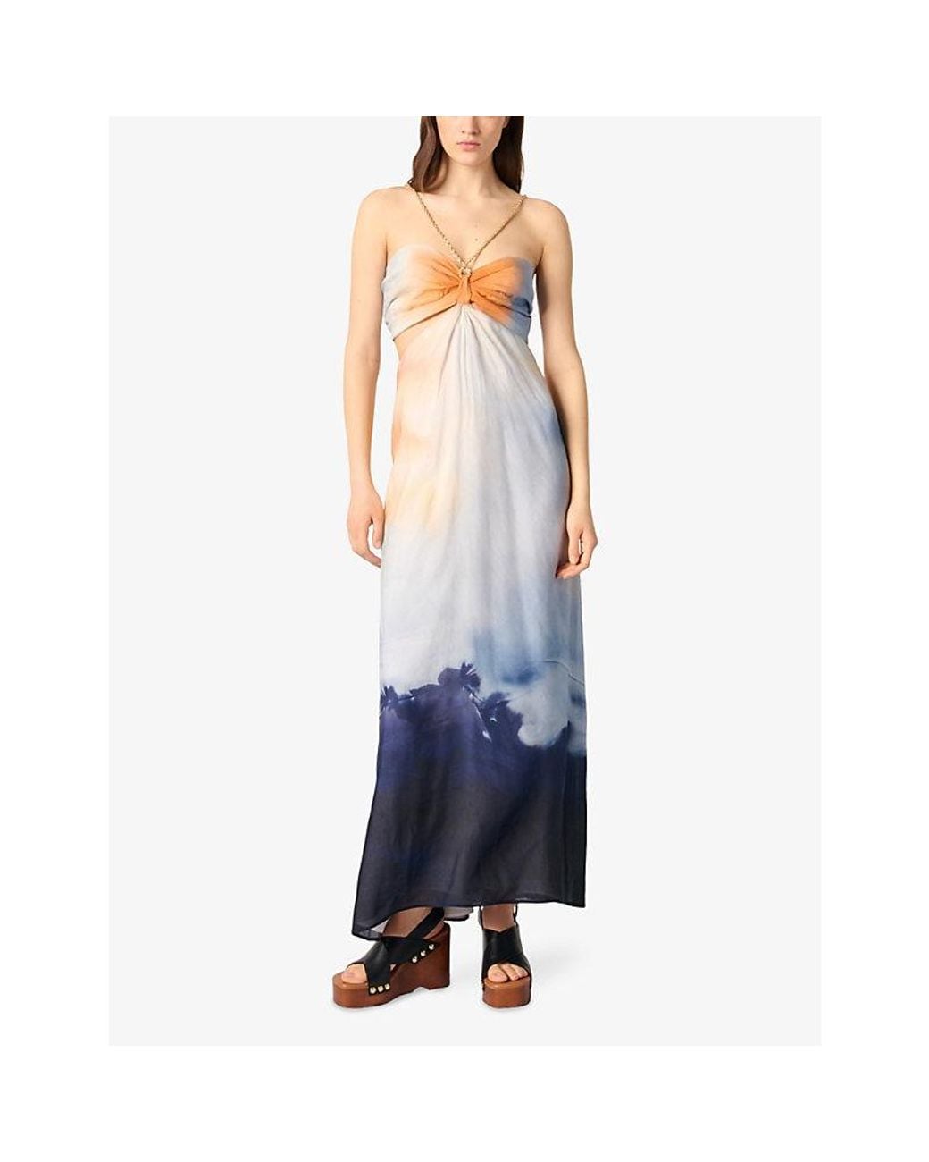anabelle halter neck midi dress navy Tie Dye Tiered Maxi Dress – Ali's Wagon main image 0