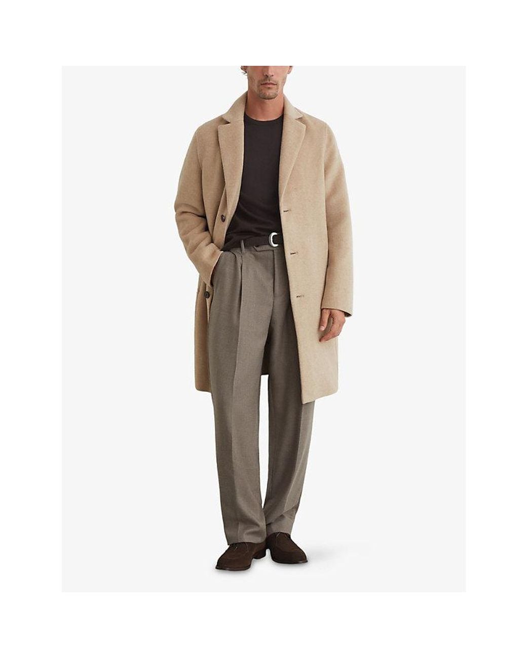 Reiss Natural Knight Single-Breasted Wool-Blend Coat for men