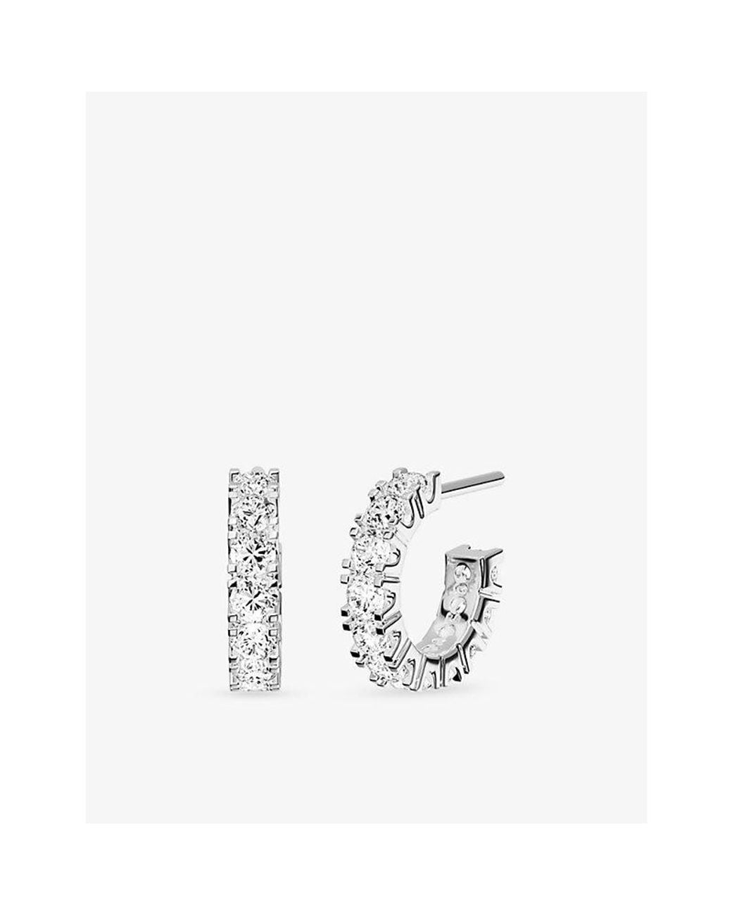 Apm Monaco White Lumiere Rhodium Plated Alloy And Cubic Zirconia Tennis Earrings