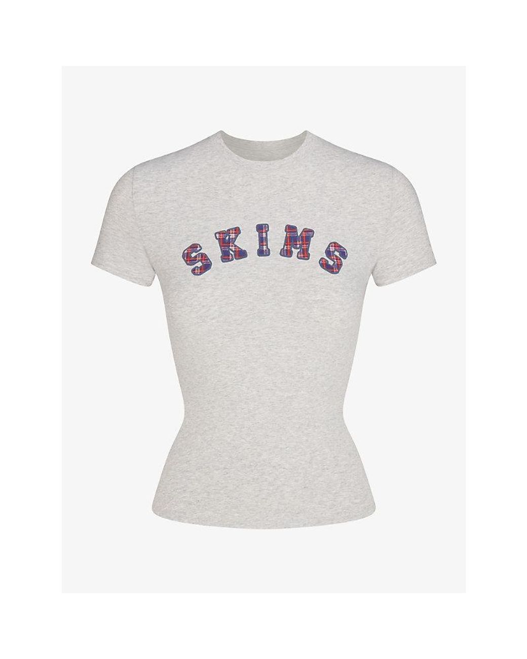 Skims White Brand-Appliqué Slim-Fit Cotton-Jersey T-Shirt