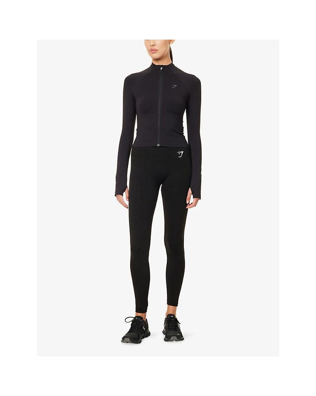 GYMSHARK Black Soft Sculpt Zip Up Tech-Knit Jacket