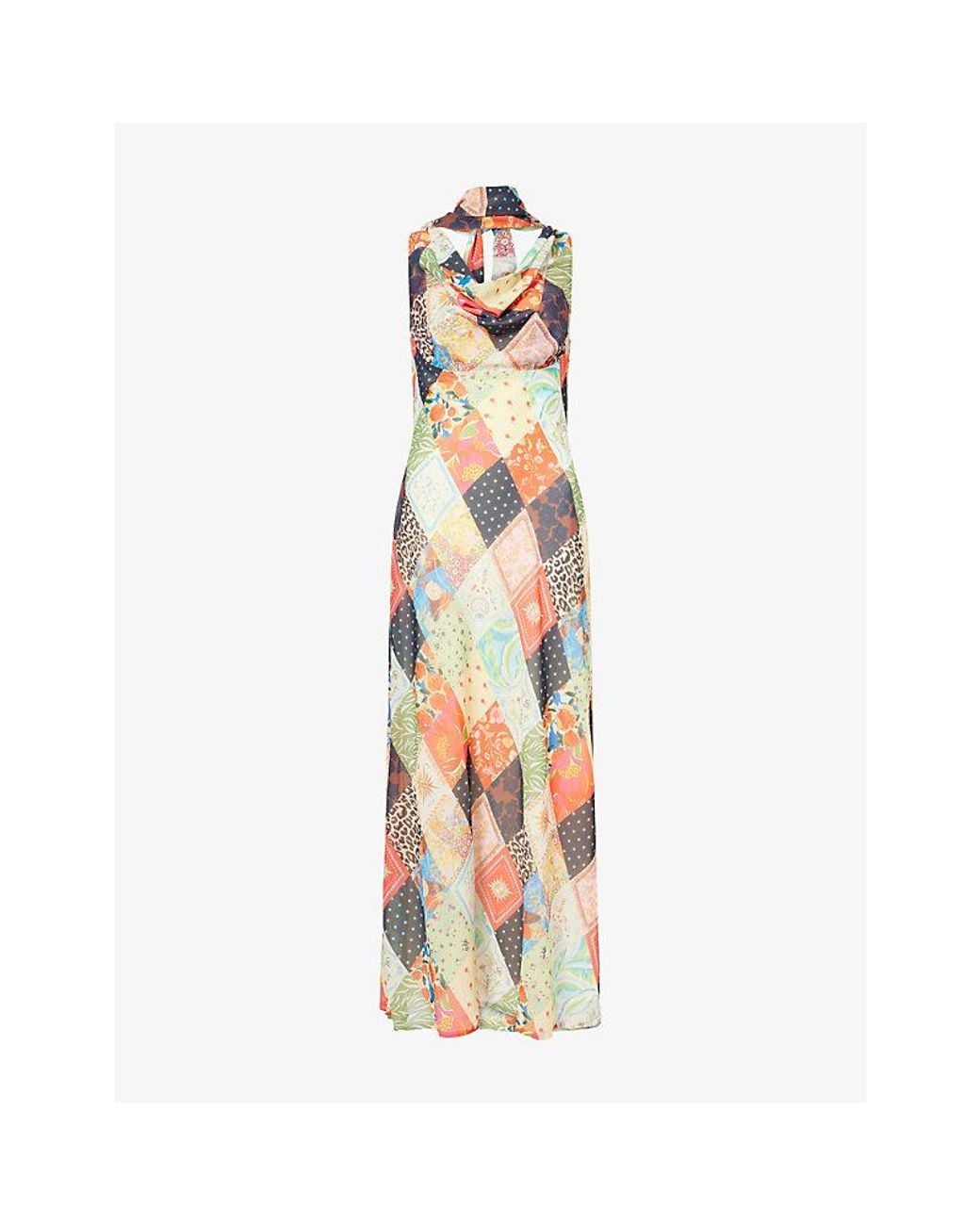 Never Fully Dressed Metallic Sophie Cowl-Neck Woven Maxi Dress