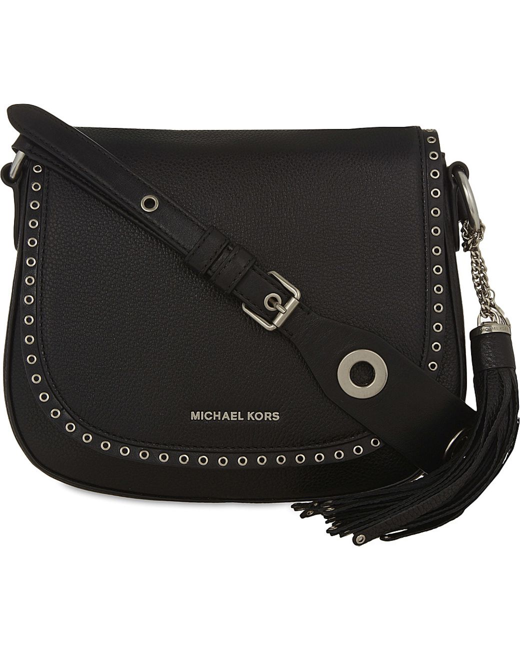MICHAEL Michael Kors Brooklyn Leather Saddle Bag in Black | Lyst