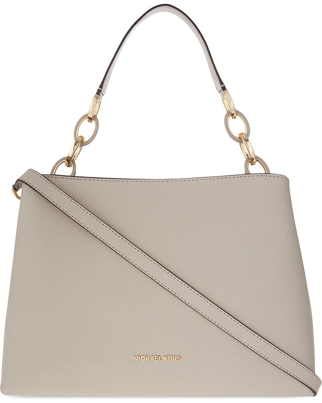 MICHAEL Michael Kors Portia Large Saffiano Leather Shoulder Bag in Gray |  Lyst