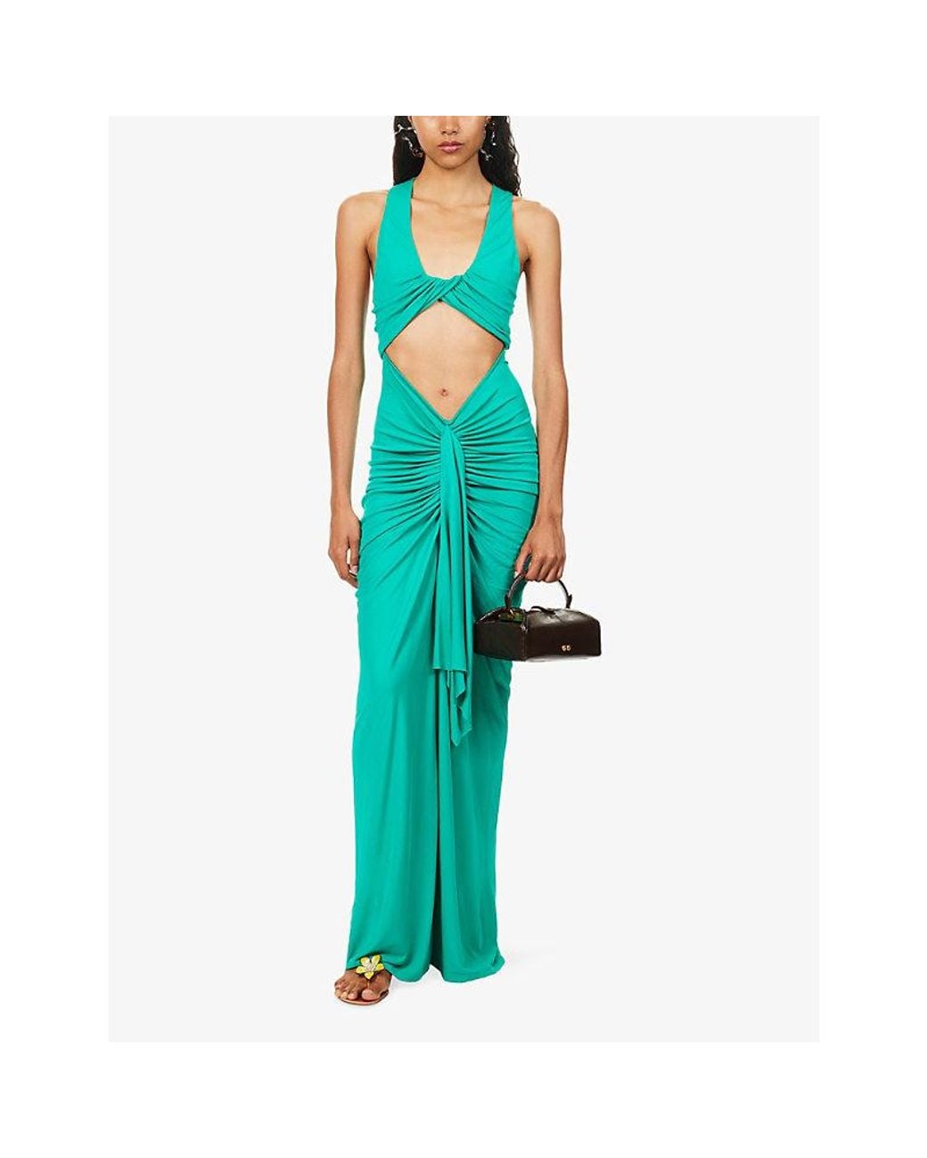 Christopher Esber Green Vivenda Drape-Front Stretch-Jersey Maxi Dress