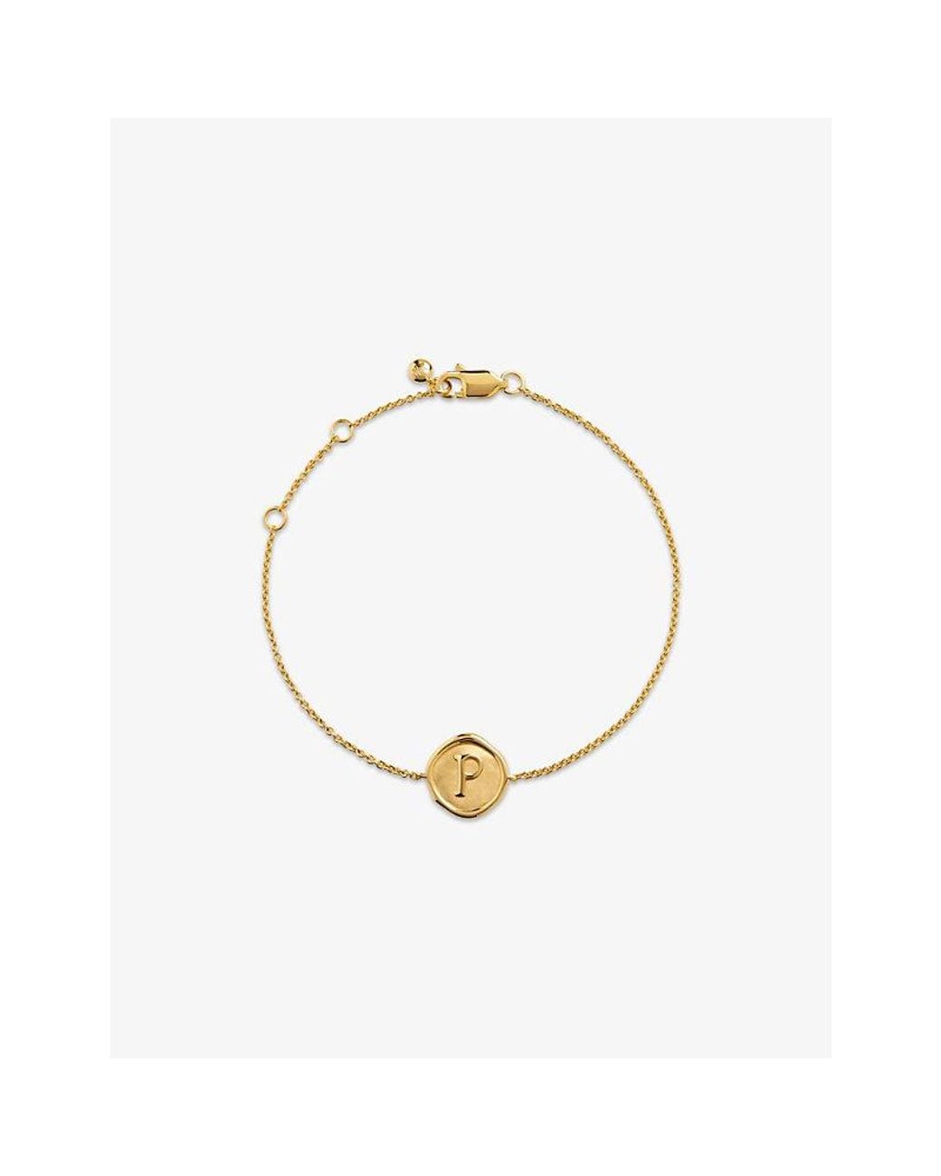Monica Vinader Metallic Initial P Stamp 18Ct- Vermeil Bracelet