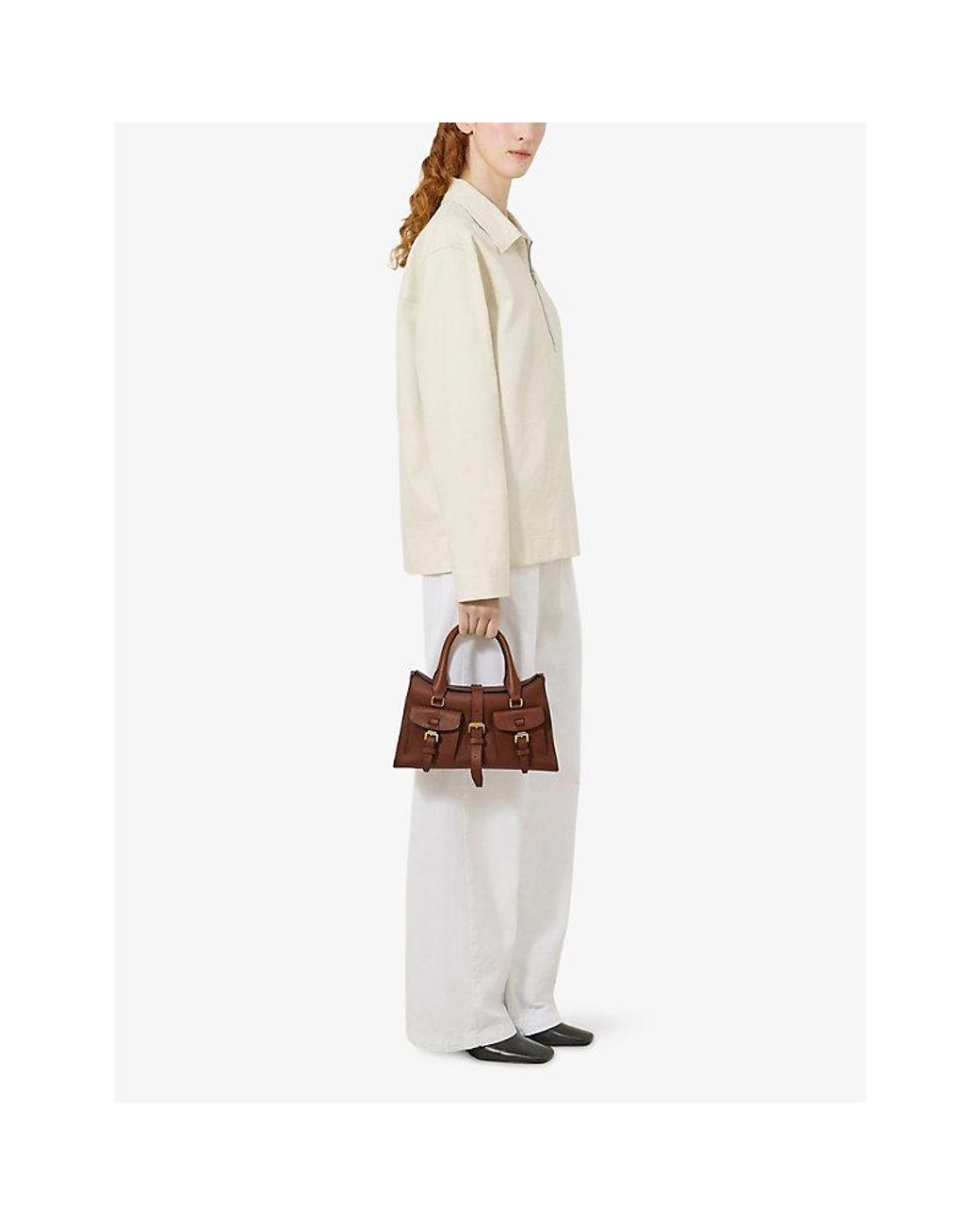 Mulberry Brown Small Roxanne Leather Top-Handle Bag