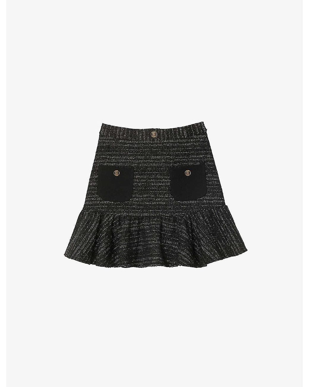 Sandro Mira Metallic Tweed Mini Skirt in Black | Lyst