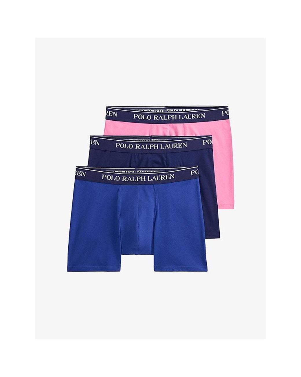 Polo Ralph Lauren Blue Branded-Waistband Pack Of Three Jersey Boxer Briefs for men