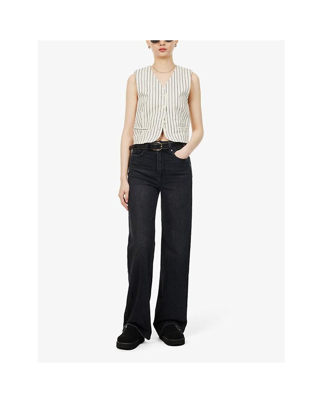 PAIGE Blue Sasha 32' Wide-Leg Denim Jeans