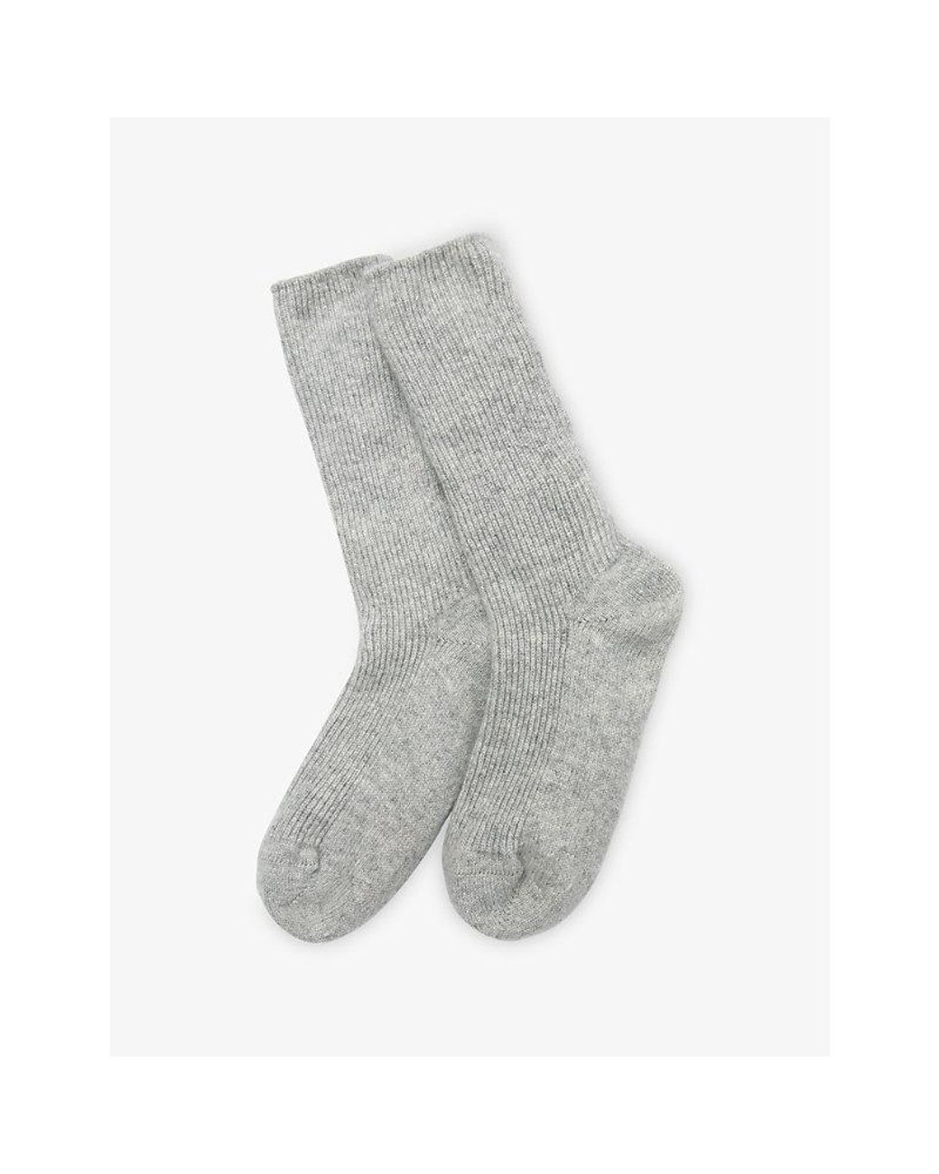 The White Company Gray Ribbed Mid-Calf Cashmere Bed Socks
