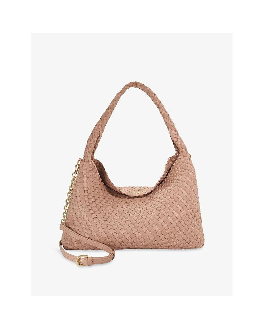 Dune Pink Deliberate Large Woven Faux-Leather Shoulder Bag