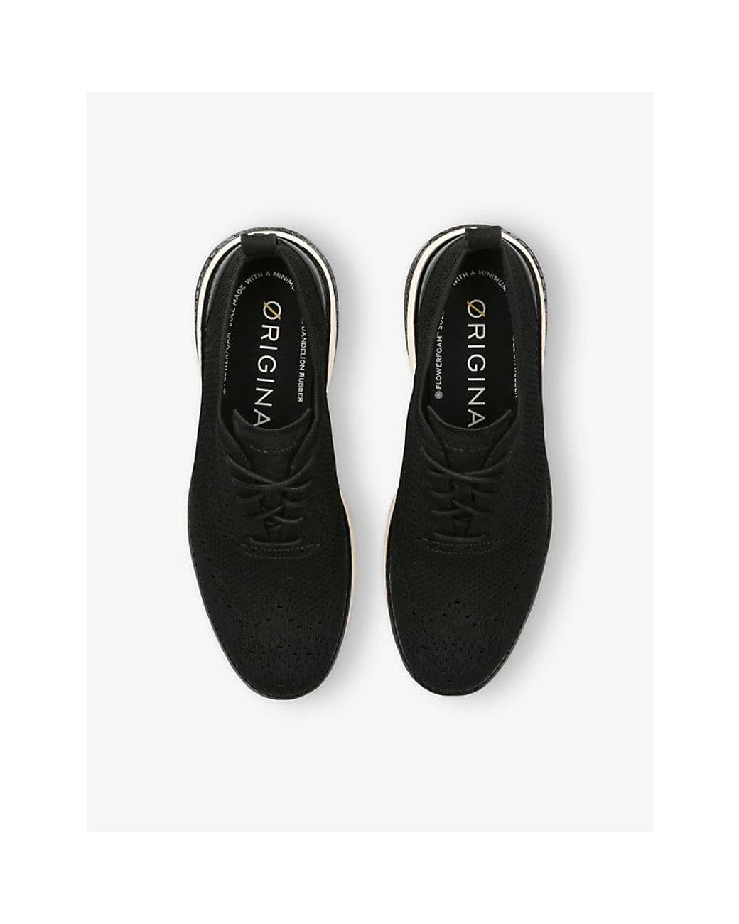 Cole Haan Black Zerøgrand Wingtip Stitchlite Knitted Oxford Shoes for men