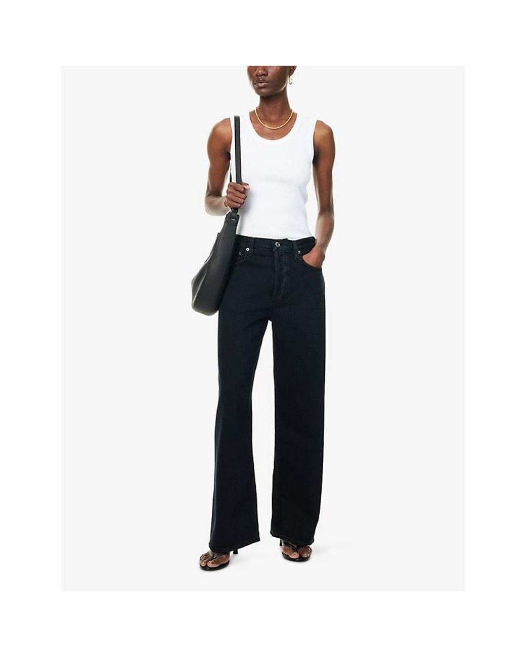 Agolde Black Low Slung Baggy Denim Jeans
