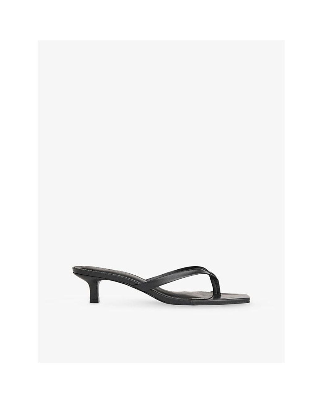 Whistles Black Toe-Post Leather Kitten-Heel Mules