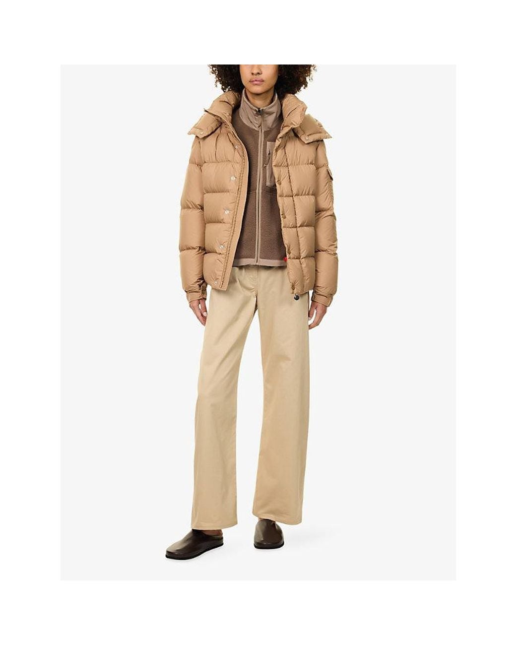 Moncler Natural Maya 70 Hooded Short Down Jacket