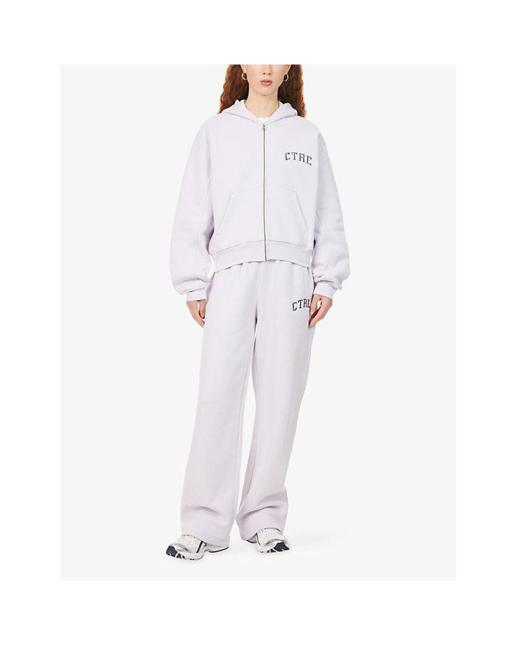 The Couture Club White Logo-Embroidered Zip-Up Cotton Hoody