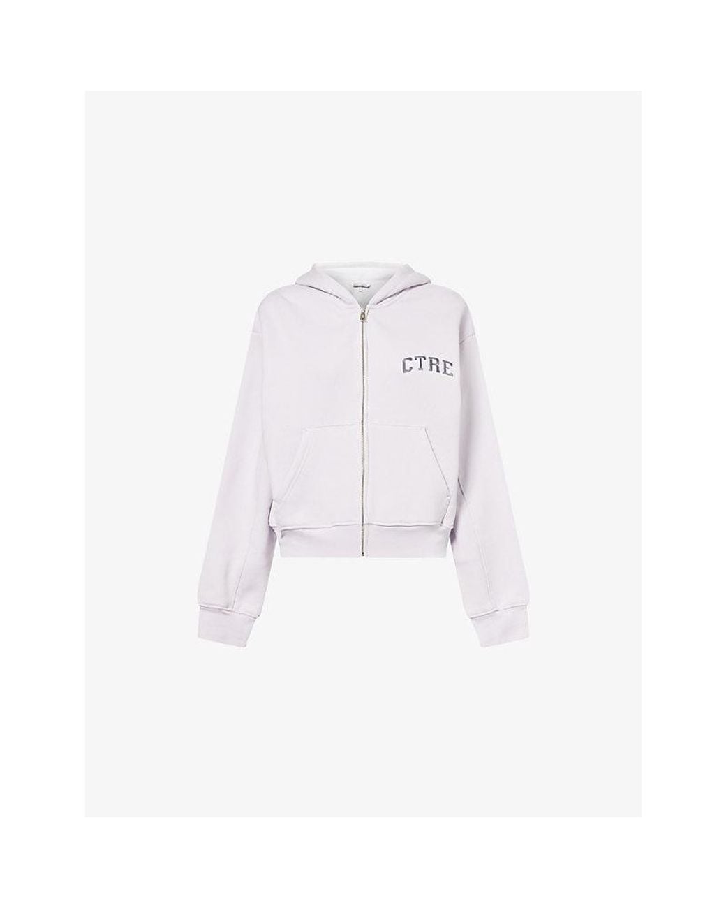 The Couture Club White Logo-Embroidered Zip-Up Cotton Hoody