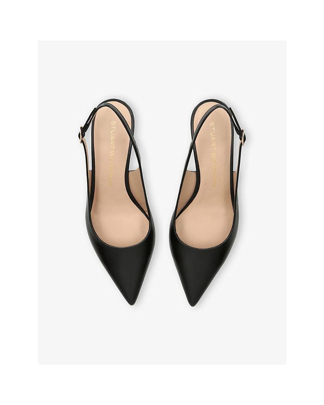 Stuart Weitzman Black Stuart Sculpt 50 Leather Slingback Courts