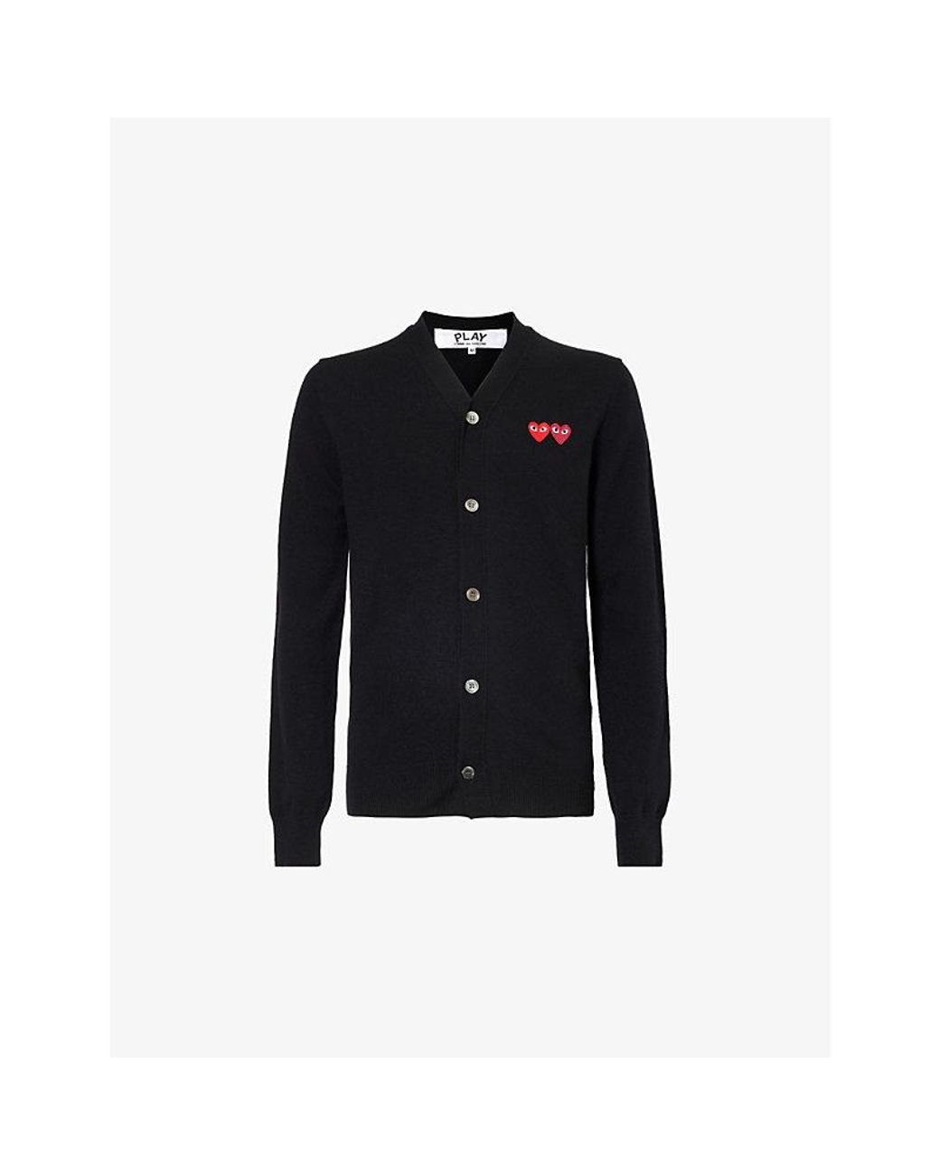 COMME DES GARÇONS PLAY Blue Logo-Embroidered V-Neck Wool-Knit Cardigan for men