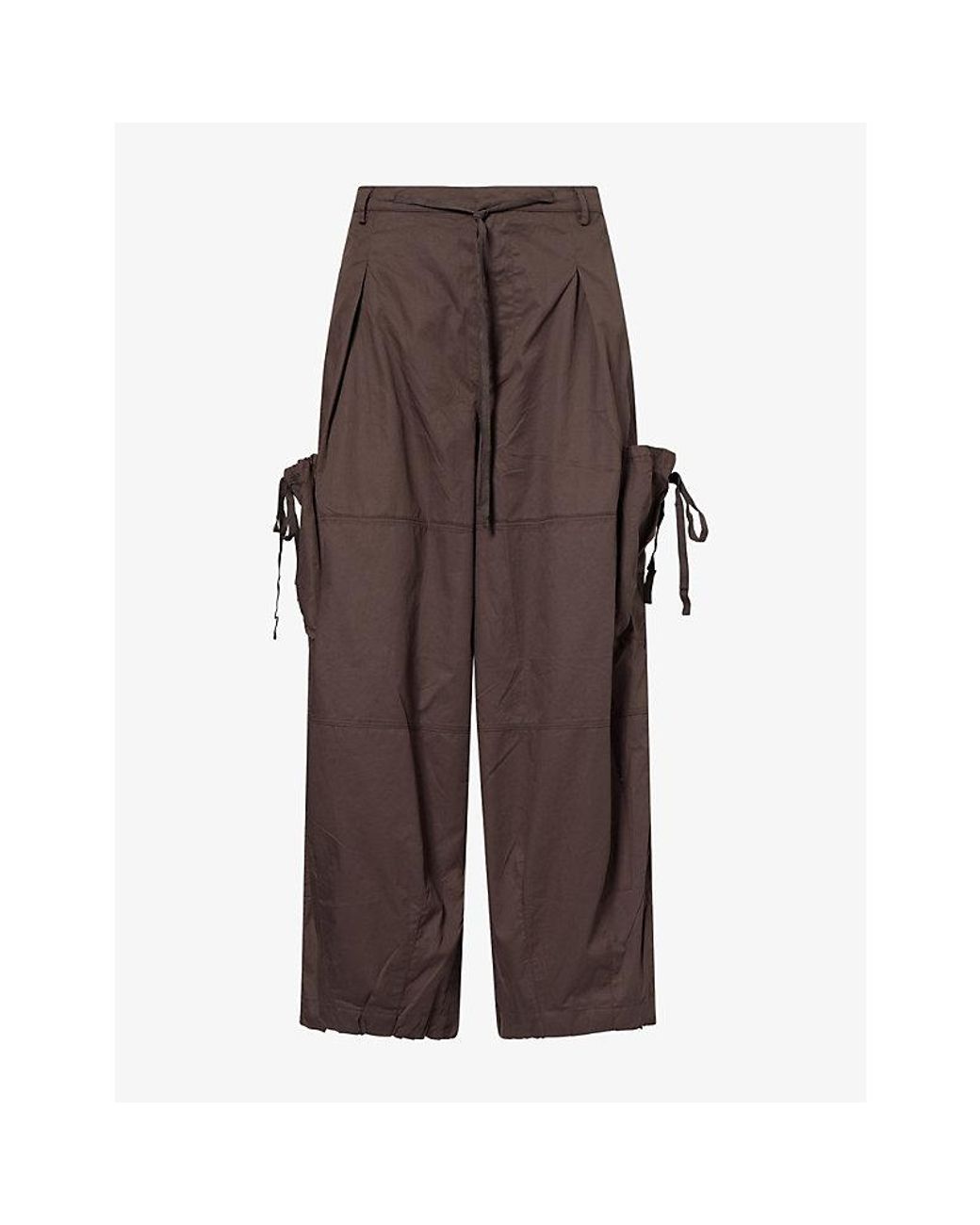 Deiji Studios Brown Relaxed-Fit Wide-Leg Cotton Trousers