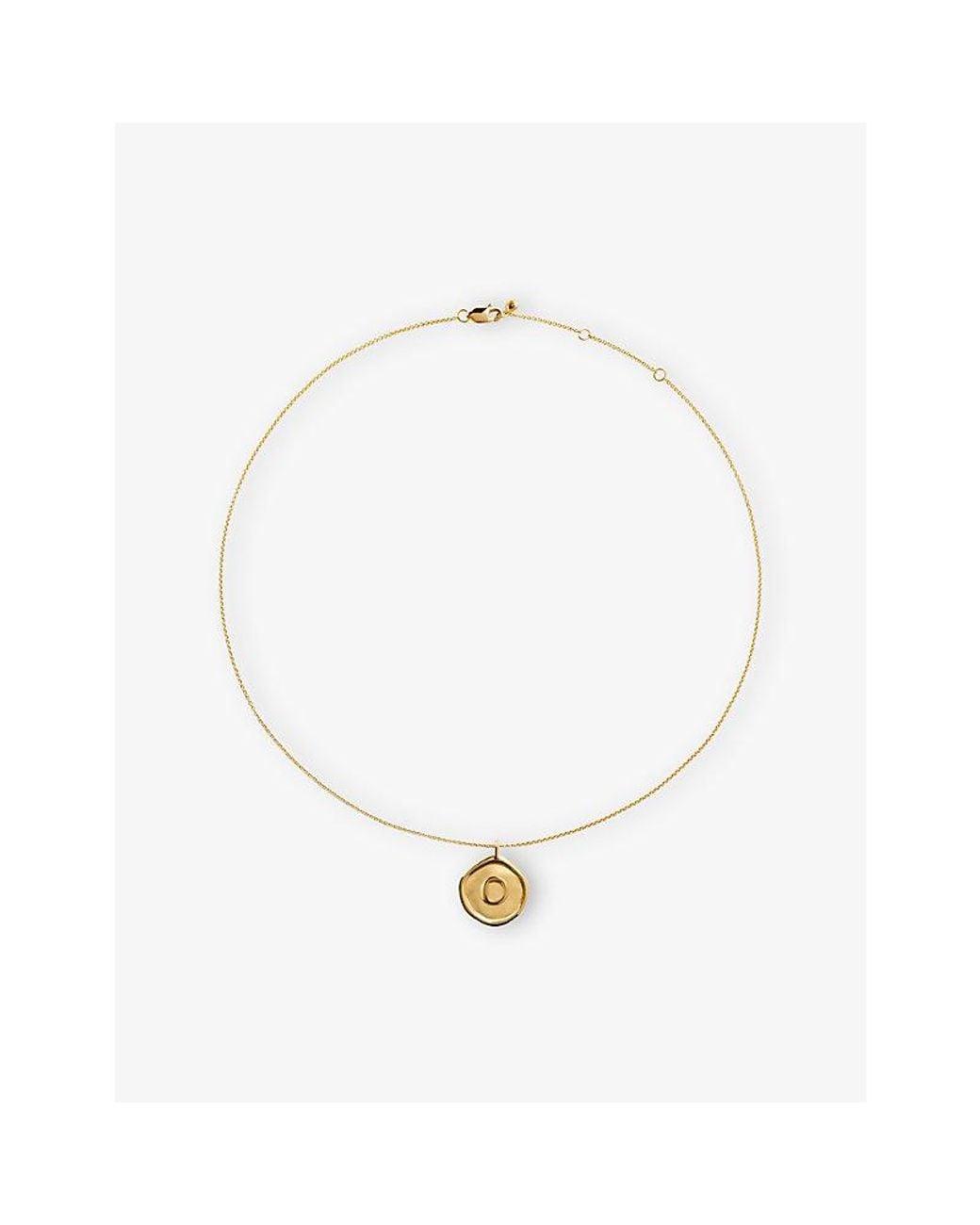 Monica Vinader White Initial O Stamp 18Ct-Vermeil Chain Necklace