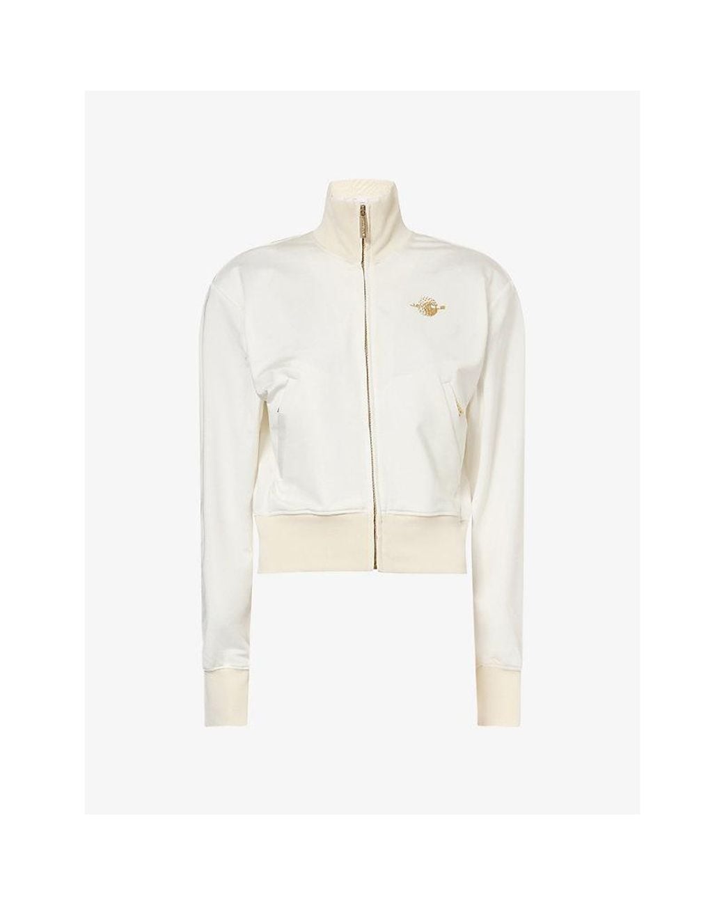 Jay3Lle White Cropped Jersey Polo Shirt