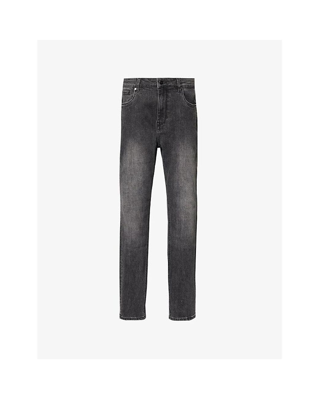 Arne Brand-Patch Slim-Leg Slim-Fit Stretch-Denim Jeans in Grey for