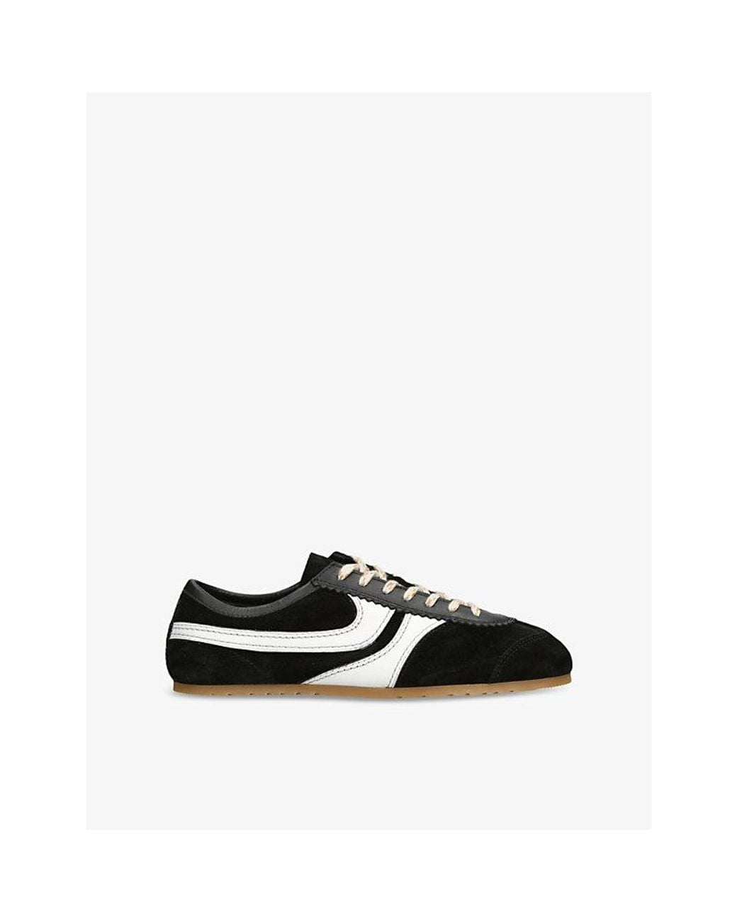 Dries Van Noten Black Dustin Stripe Leather Low-Top Trainers