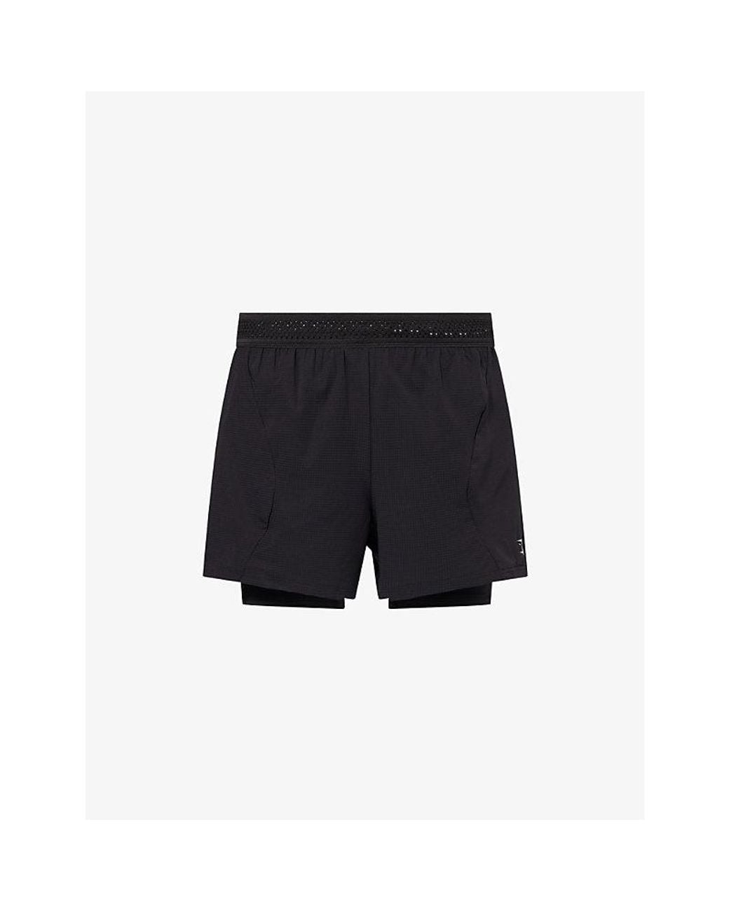 GYMSHARK Black Logo-Print 2-In-1 Woven Running Shorts for men