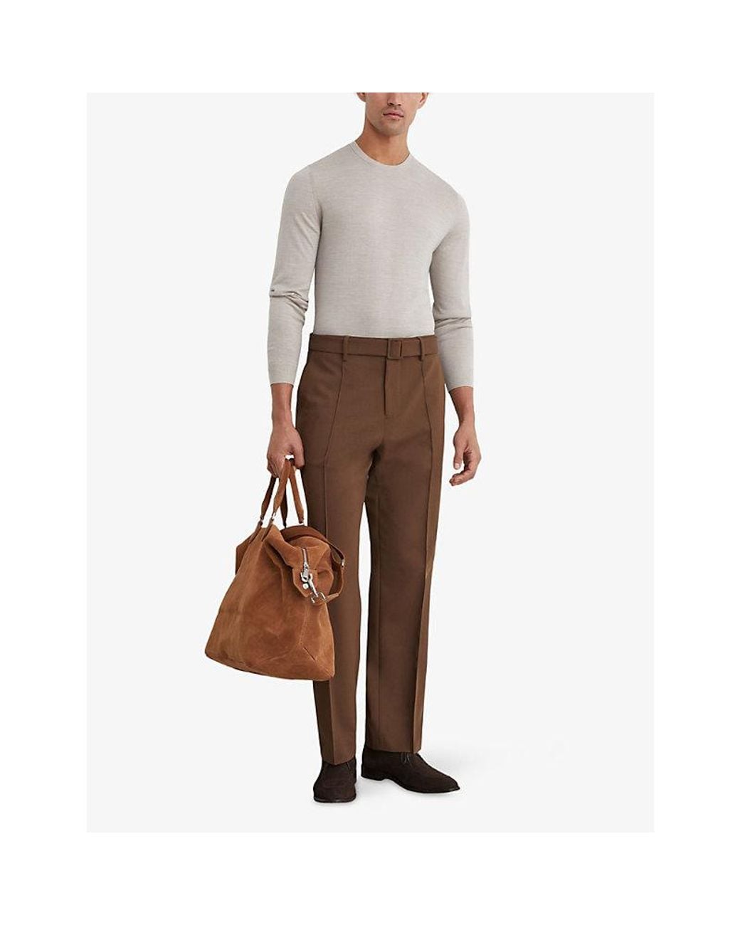 Reiss White Crew-Neck Wool Jumper for men
