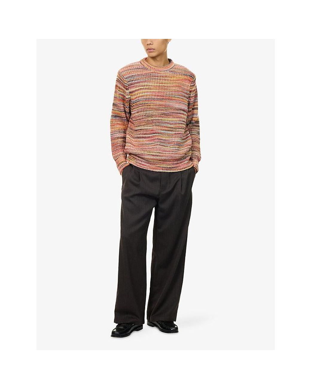 Les Deux Pink Space Ribbed Crewneck Cotton-Blend Jumper for men