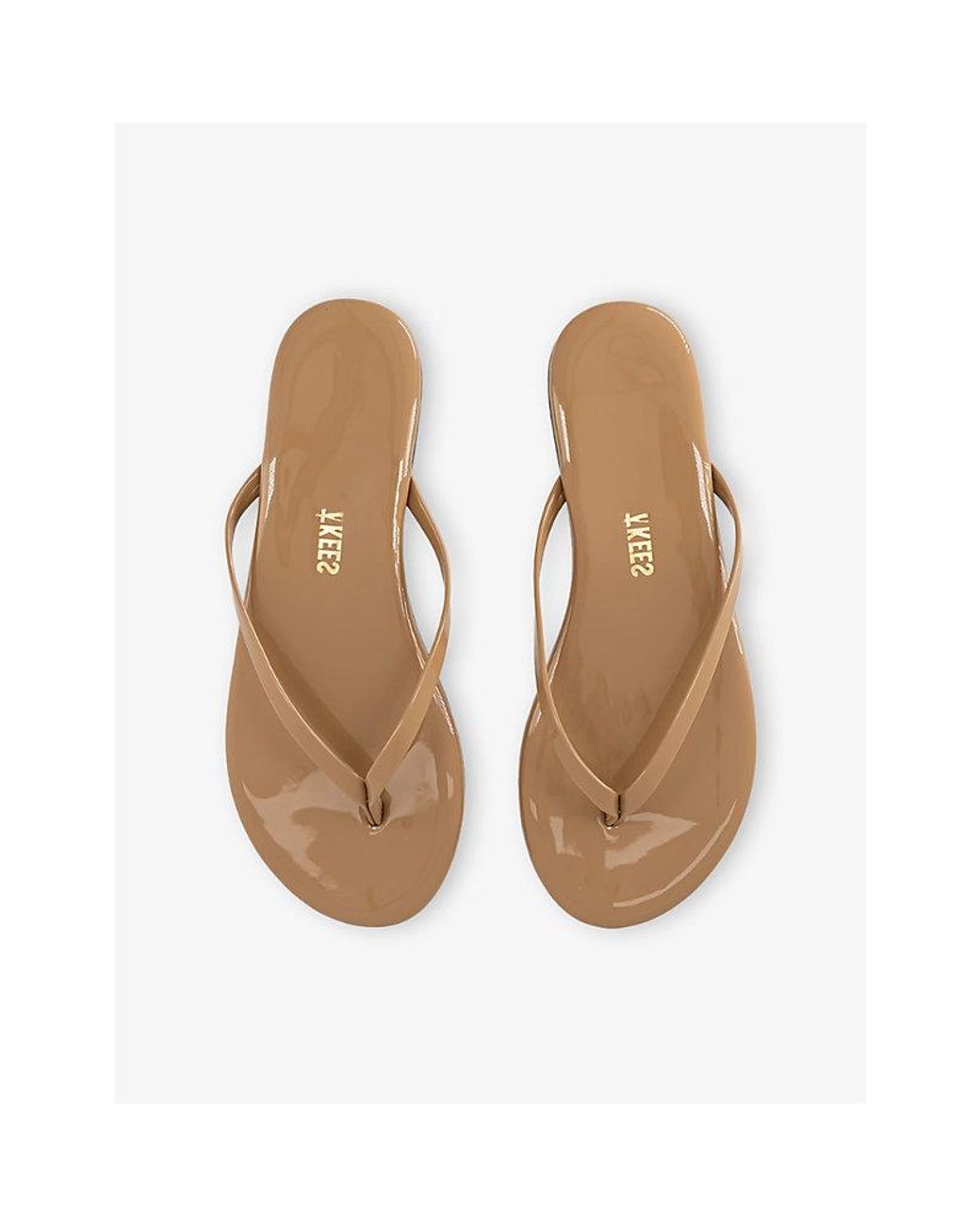TKEES Brown Lily Nude Foundations Leather Flip-Flops
