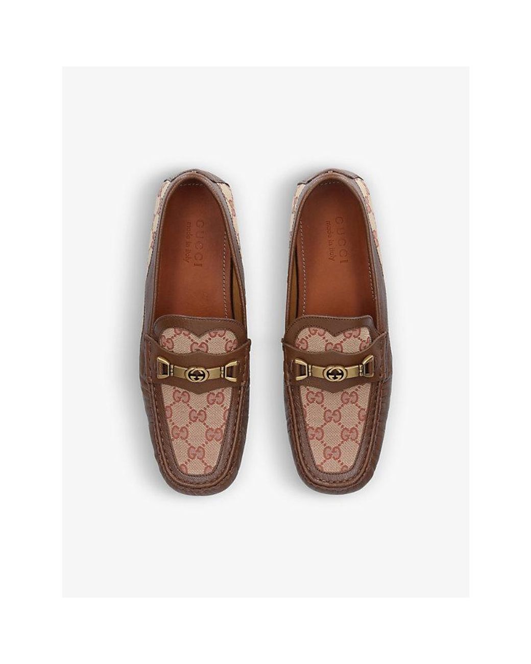 Gucci Ayrton Logo-embellished Leather And Canvas Driving Loafers in Brown  for Men | Lyst