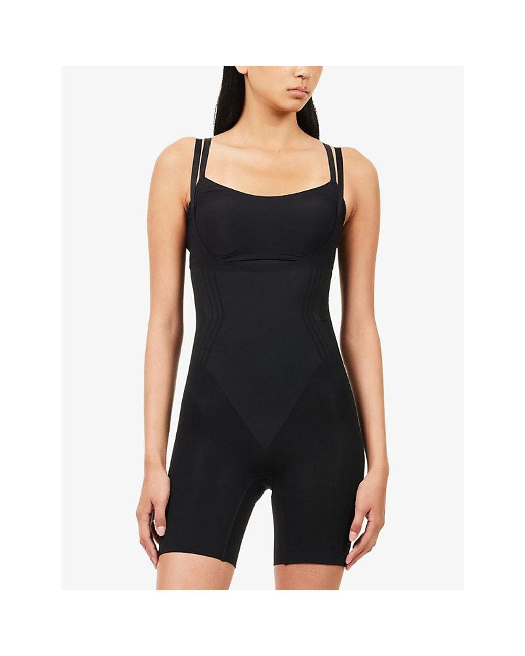 Spanx Black Sculpt Gofigure Open-Bust Mid-Thigh Bodysuit
