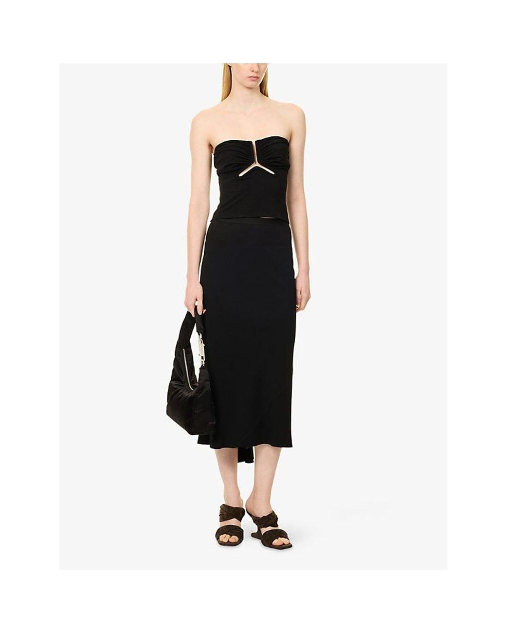 Rick Owens Black Alannah Cut-Out Jersey Bustier Top