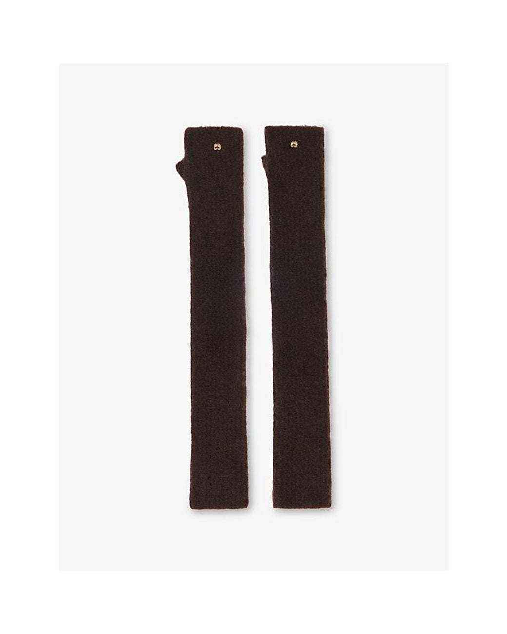 Maje Black Ribbed Hardware-Embellished Yak-Blend Mittens
