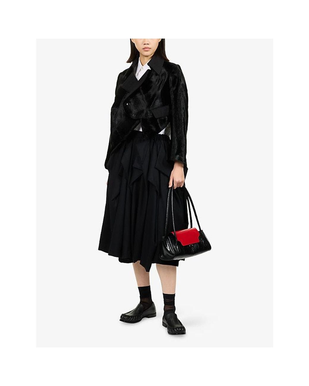 Comme des Garçons Black Asymmetric Textured Velvet Jacket