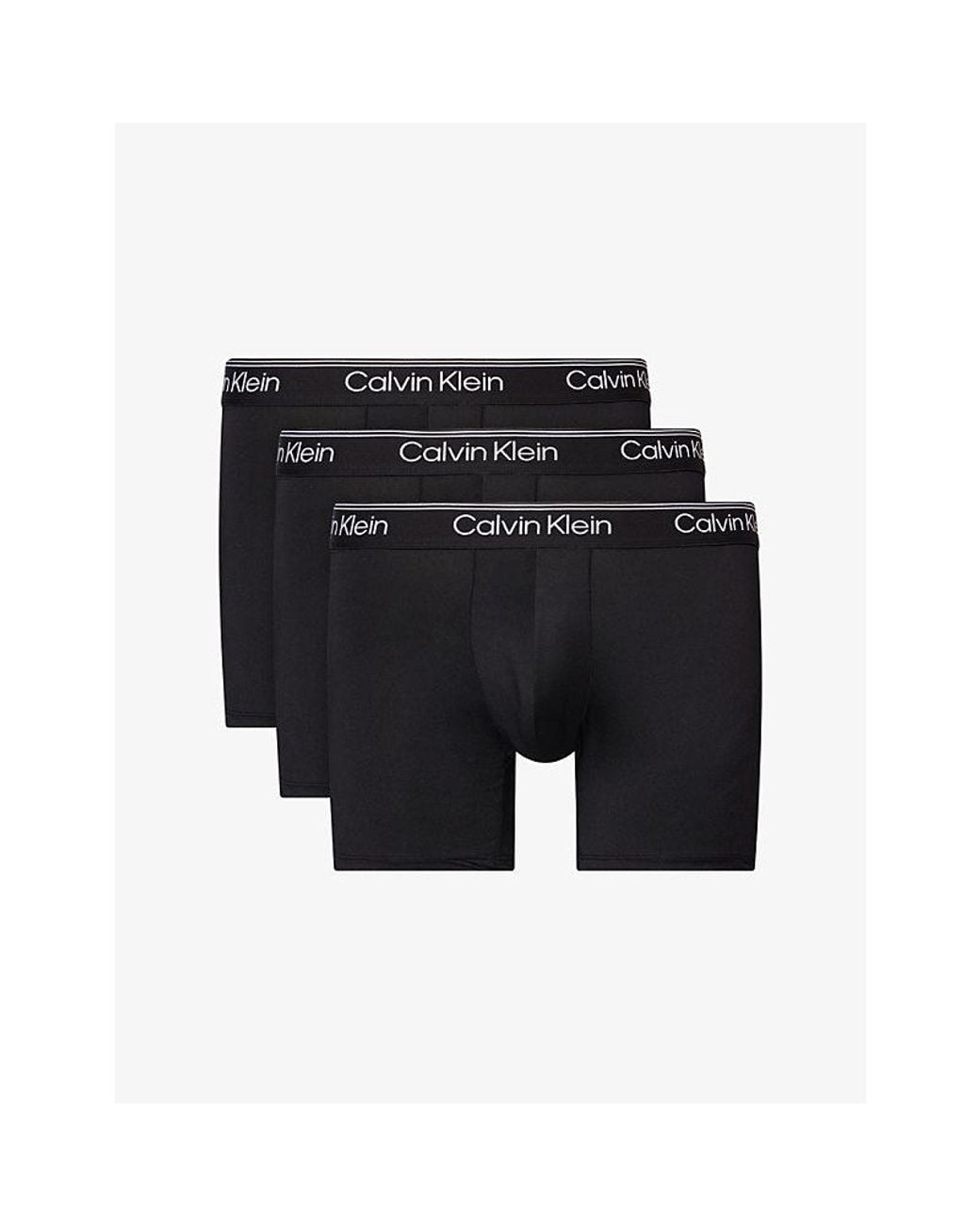 Calvin Klein Black Microfiber Branded Pack Of Three Stretch-Woven Boxer Briefs for men