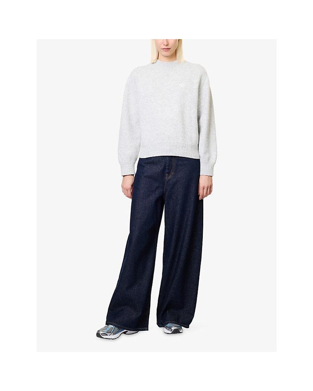 The Couture Club White Emblem Chenille Crewneck Jumper